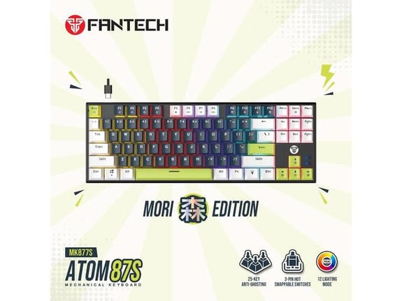 Tastatura mehanička Gaming Fantech MK877S RGB Atom 87S Mori plava (crveni switch)