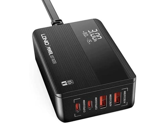 Kućni punjač LDNIO A4808Q, QC4+, PD3.0, LED 70W crni