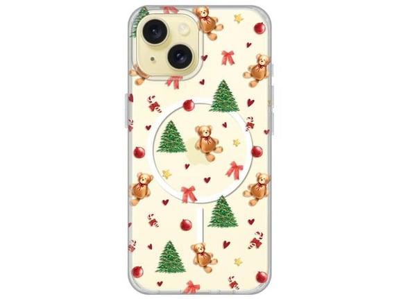 Maska za iPhone 15 61 Merry Bear Print Magsafe