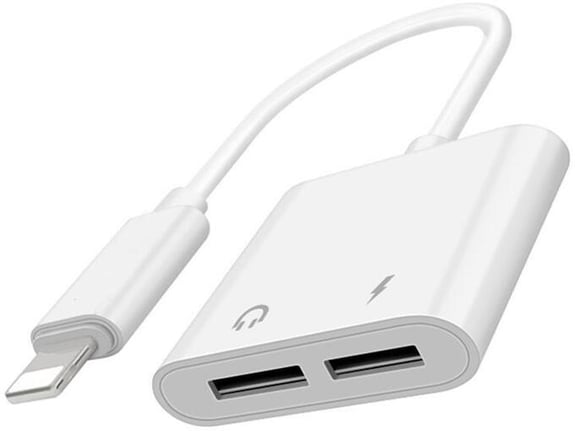 Adapter za punjenje i Audio na iPhone Lightning beli