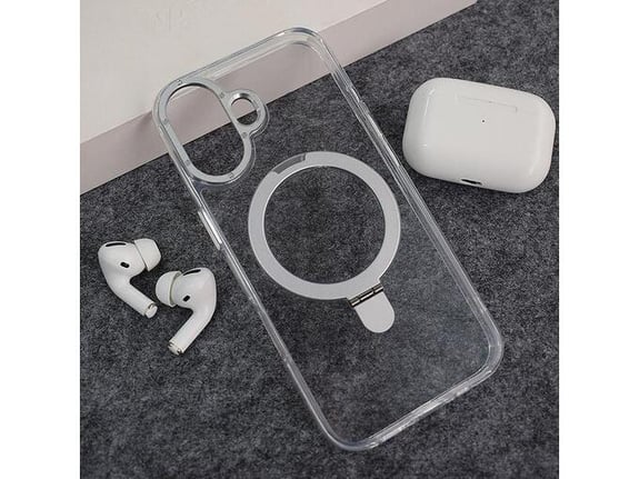 Maska za iPhone 17 Berlia Clear Bracket Magnetic srebrna