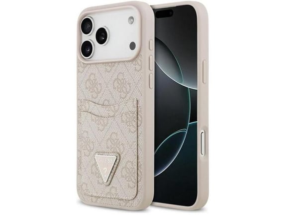 Maska za iPhone 17 Pro Max Guess 4G Double Card Triangle pink