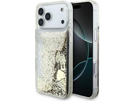 Maska za iPhone 17 Pro Max Guess Liq Glitter 4 Charms zlatna
