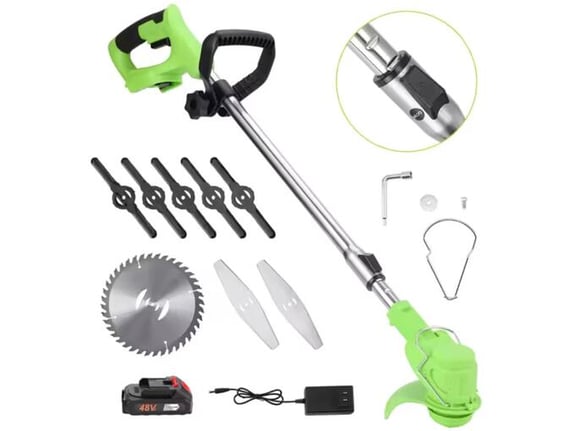 AKU trimer za travu sa dve baterije, punjačem i tri vrste sečiva