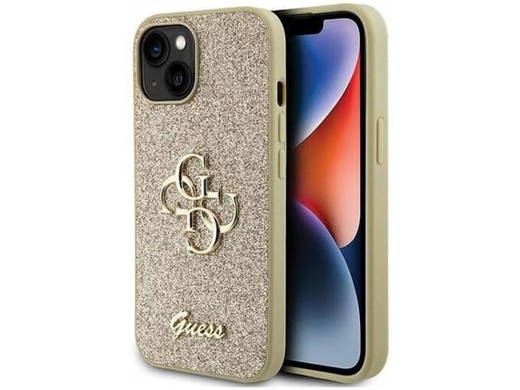Maska za telefon iPhone 15 Guess Hc Fixed Glitter 4G Big Metal Logo