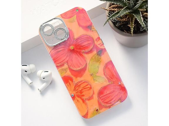 Maska Painting Flower za iPhone 15 crvena