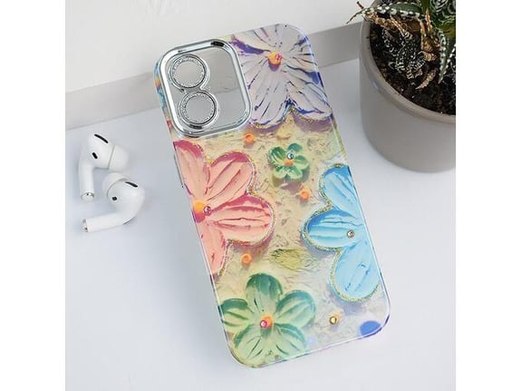 Maska Painting Flower za iPhone 16 zelena