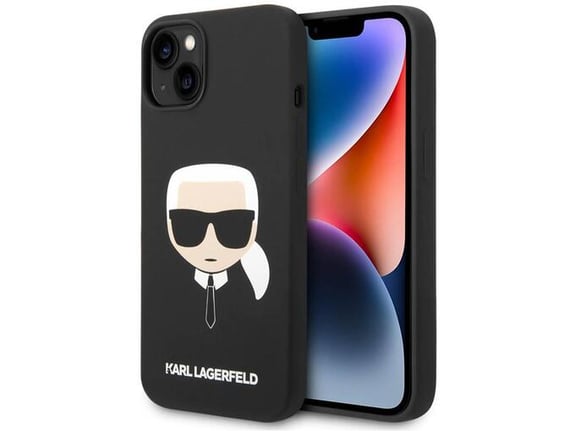 Maska Karl Lagerfeld Liquid Silicone Karl Head za iPhone 14 Plus crna
