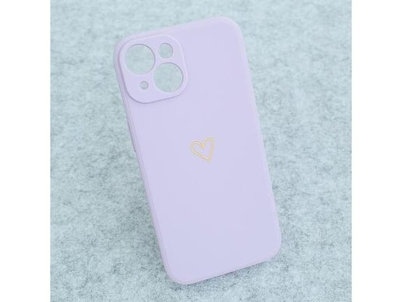 Maska Golden Heartbeat za iPhone 15 ljubicasta