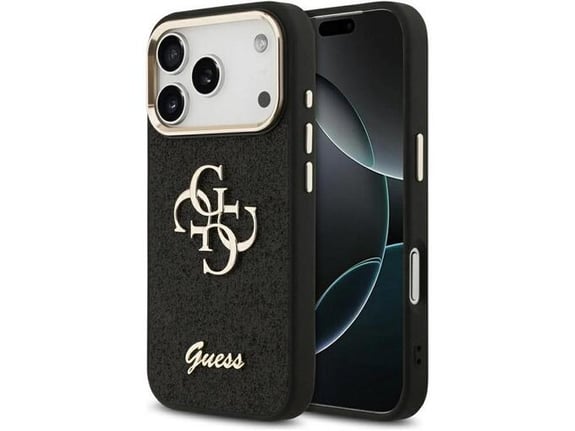 Maska Guess Fixed Glitter Big 4G Metal Frame Case za iPhone 17 Pro crna