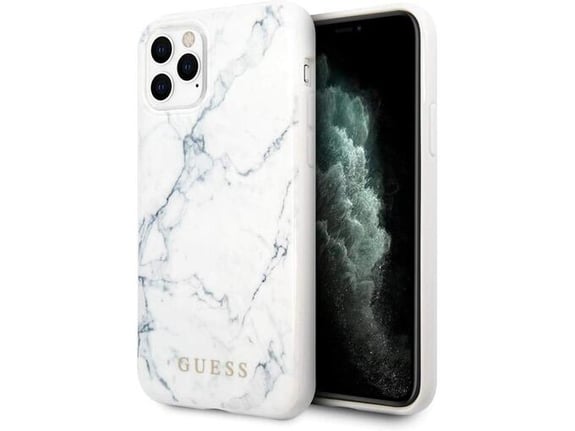 Maska Guess Faceplate Marble za iPhone 11 Pro Max bela.