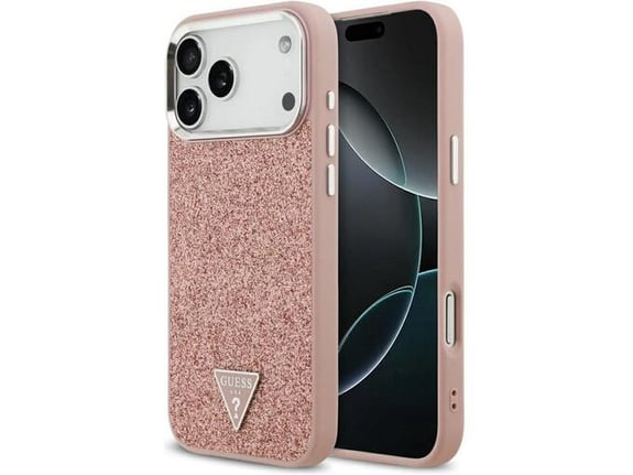Maska Guess Glitter Triangle Logo MagSafe za iPhone 17 Pro Max pink