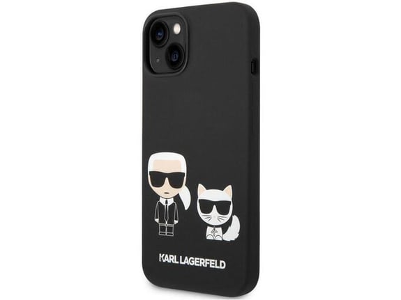 Maska Karl Lagerfeld and Choupette Liquid Silicone za iPhone 14 Plus crna.