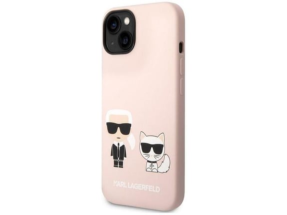 Maska Karl Lagerfeld and Choupette Liquid Silicone za iPhone 14 Plus Pink.