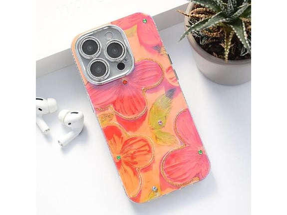 Maska Painting Flower za iPhone 15 Pro crvena