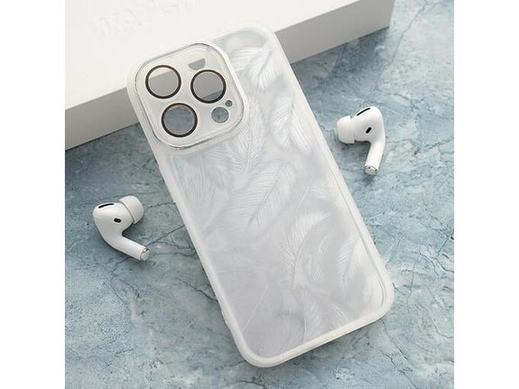 Maska Glitter Feather za iPhone 15 Pro bela