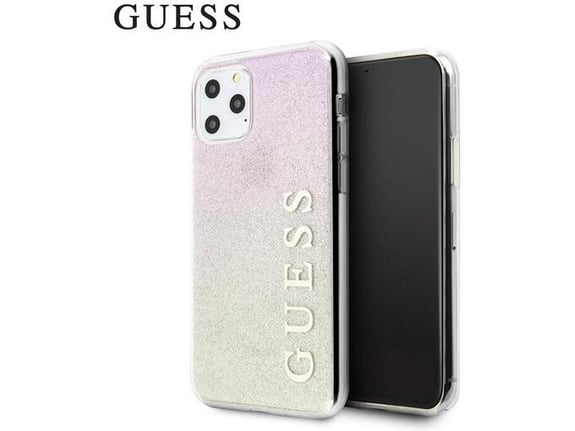Maska Guess Faceplate Shine za iPhone 11 Pro pink zlatna.