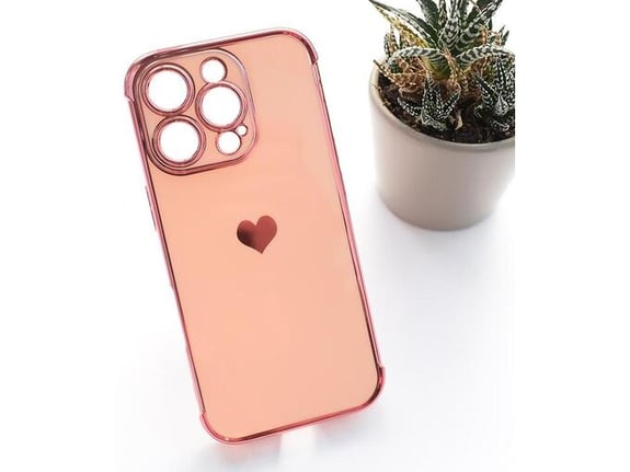 Maska Heart Frame za iPhone 15 Pro roze