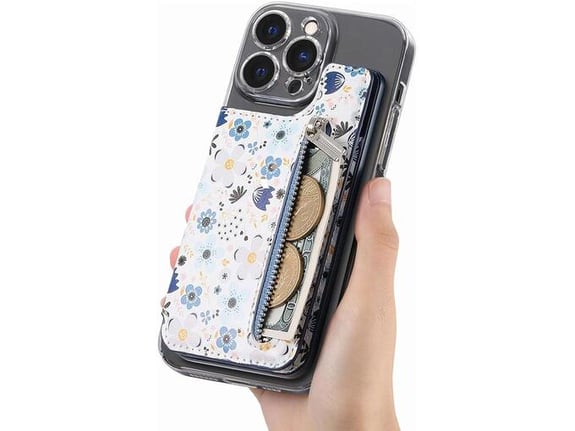 Kozni novcanik flower plavi