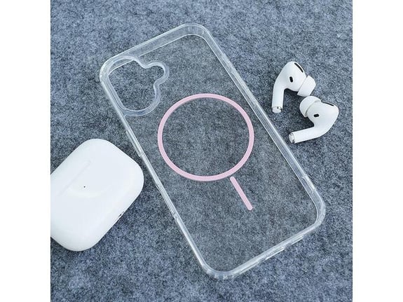 Maska Mag Case Clear Slim za iPhone 16 roze