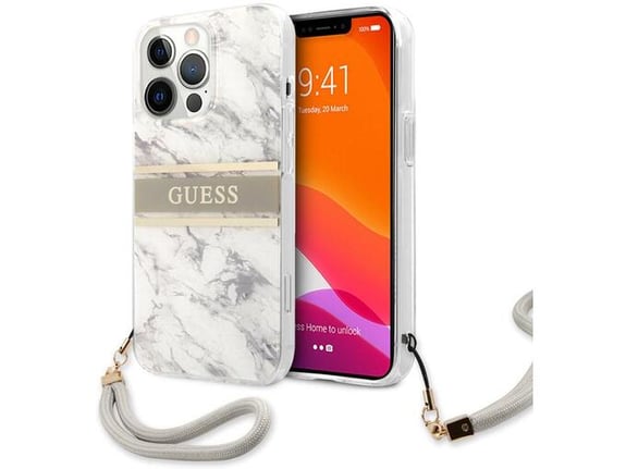 Maska Guess Marble Strap za iPhone 13 Pro siva.