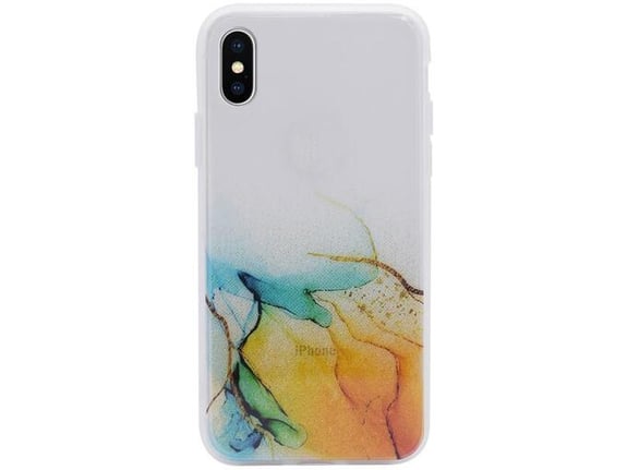 Maska Water Spark za iPhone X/ XS transparent zlatno-plava