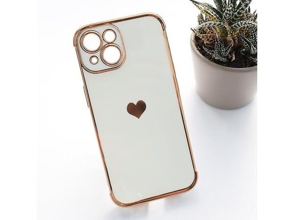Maska Heart Frame za iPhone 15 bela