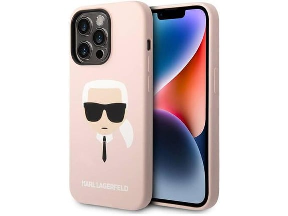 Maska Karl Lagerfeld MagSafe Compatible Case Liquid Silicone Karl Head za iPhone 14 Pro pink.