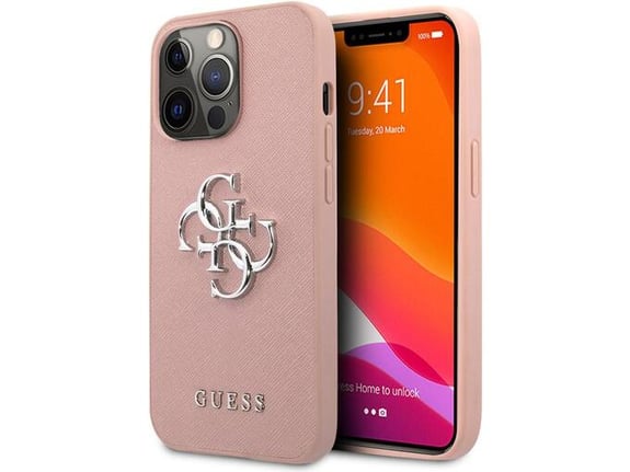 Maska Guess Saffiano Big 4G za iPhone 13 Pro metal pink.