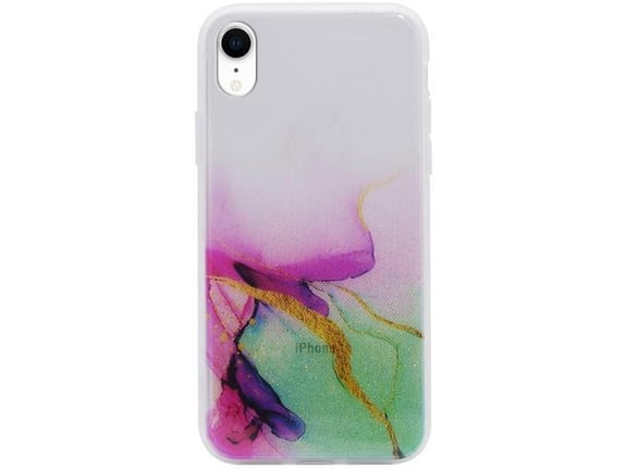 Maska Water Spark za iPhone XR transparent pink-zelena