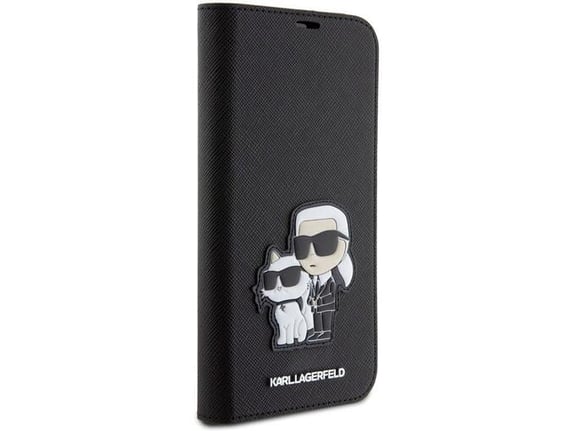 Maska Karl Lagerfeld Saffiano BP Nft Karl&Choupette za iPhone 15 Pro Max crna