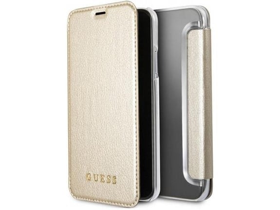 Maska na preklop Guess Book za iPhone X zlatna.