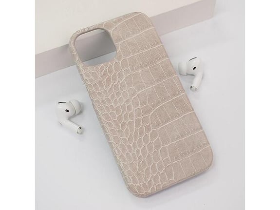 Maska Croco Leather za iPhone 13 krem