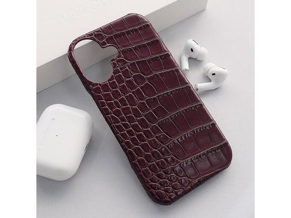 Maska Croco Leather za iPhone 16 bordo