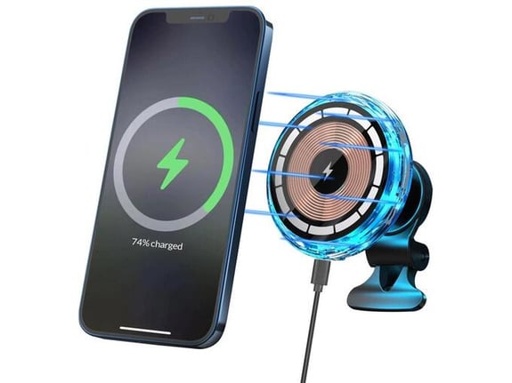 Auto drzac za telefon magnetni sa bezicnim punjenjem C25 crni