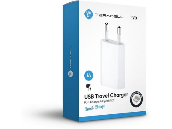 Kucni punjac Teracell Evo IPD1 Lightning USB 1A beli