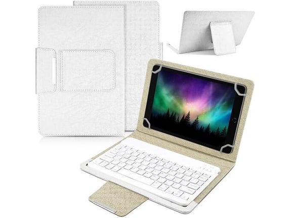 Futrola Leather 10-11 in sa bluetooth tastaturom bela