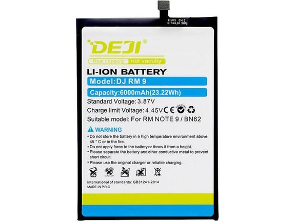 Baterija DEJI za Xiaomi Redmi 9 4G/REDMI 9T/POCO M3/BN62 (6000 mAh)