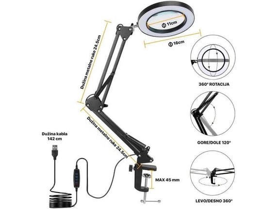 Stona LED lampa sa lupom HQ
