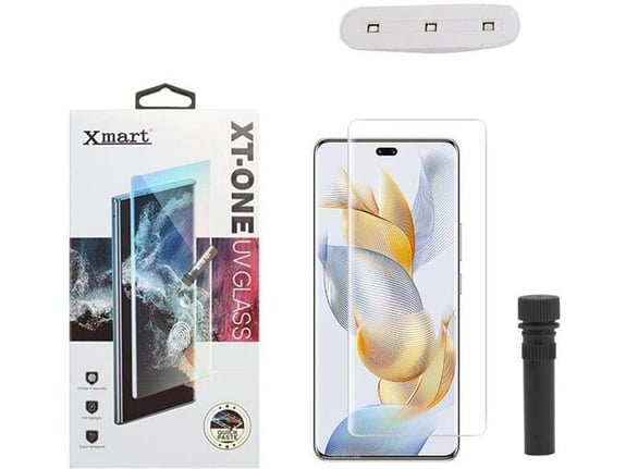 Zastitno staklo XMART UV Glue Full Cover + lampa za Honor 90