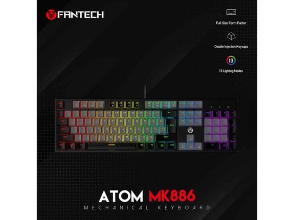 Tastatura mehanicka Gaming Fantech MK886 RGB Atom TKL crna (Blue switch)
