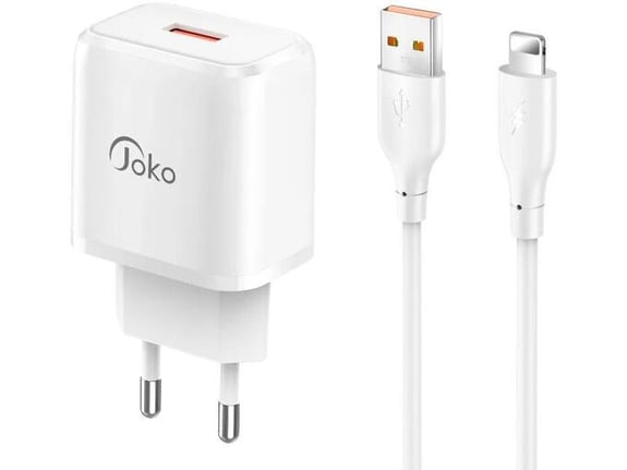Kucni punjac KONFULON Joko JK90+DC64 PD 20W sa kablom USB na iPhone Lightning beli 1m