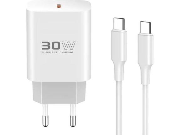 Kucni punjac KONFULON Joko C87C 30W sa kablom Type-C na Type-C beli 1m