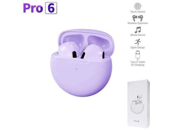 Bluetooth slusalice AirPhones Pro 6 HQ ljubicaste