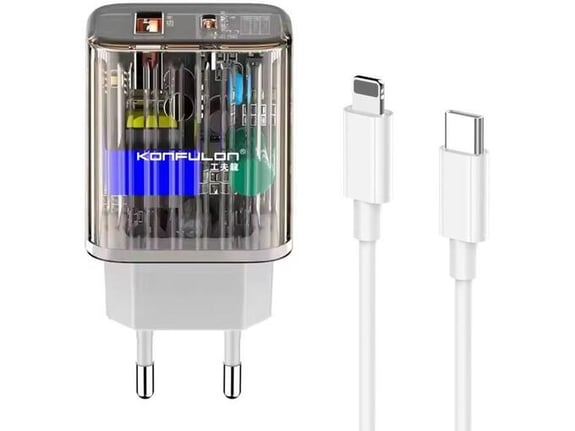 Kucni punjac KONFULON Joko C86Q PD 22.5W/ USB 3.0 22.5w sa kablom Type-C na iPhone Lightning beli 1m