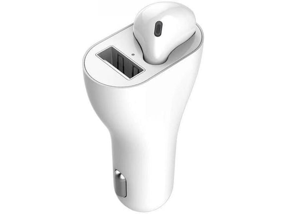 Auto punjac sa Bluetooth slusalicom beli