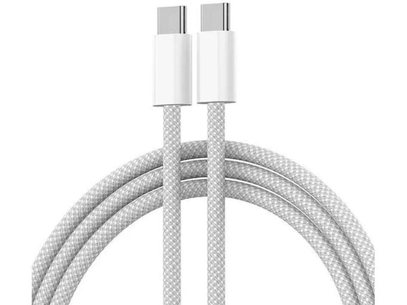 Kabel Braided iPhone PD Type-C na Type-C 20W beli 1m