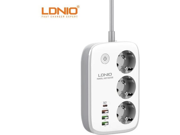Pametni produzni kabel LDNIO SEW3452 3xuticnice + 3xUSB + 1xUSB-C bela