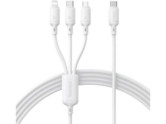 Kabel Baseus Silky 3 u 1 Fast Charging Cable USB-C na M+L+C 100W 1.5m Moon White
