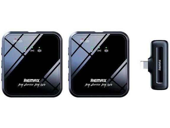Bezicni mikrofon Lavalier REMAX K12 2u1 za mobilni telefon iPhone Lightning crni